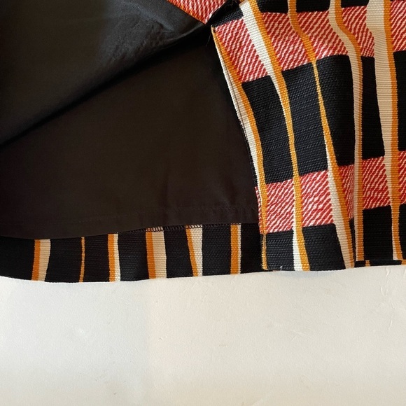 Ann Taylor Factory Skirt Size 6 Black Orange Red Vertical Geo Pattern Lined - Picture 3 of 5
